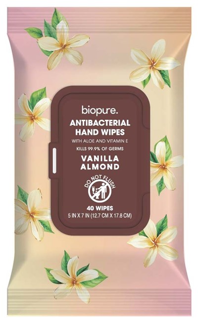 Antibacterial Wipes (Biopure Antibacterial Wipes Vanilla Almond Label3)